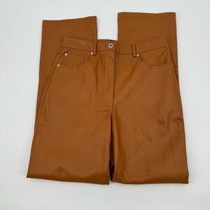 7 For All Mankind Faux Leather Straight Leg Pant Camel‎ Size Small